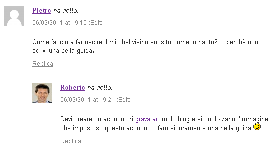 cambiare immagine del profilo nei commenti dei blog