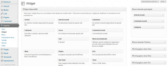 Schermata Widget per WordPress