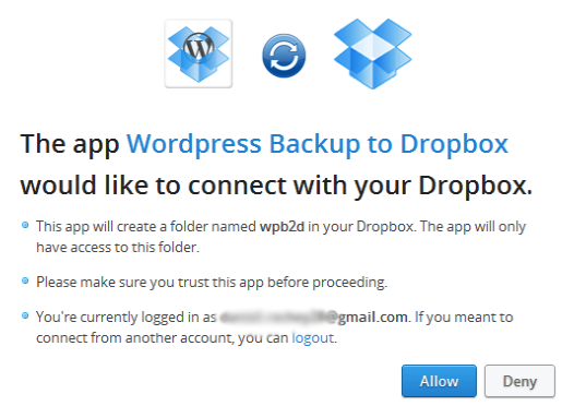 creazione app dropbox