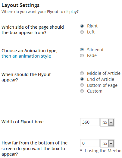 layout settings